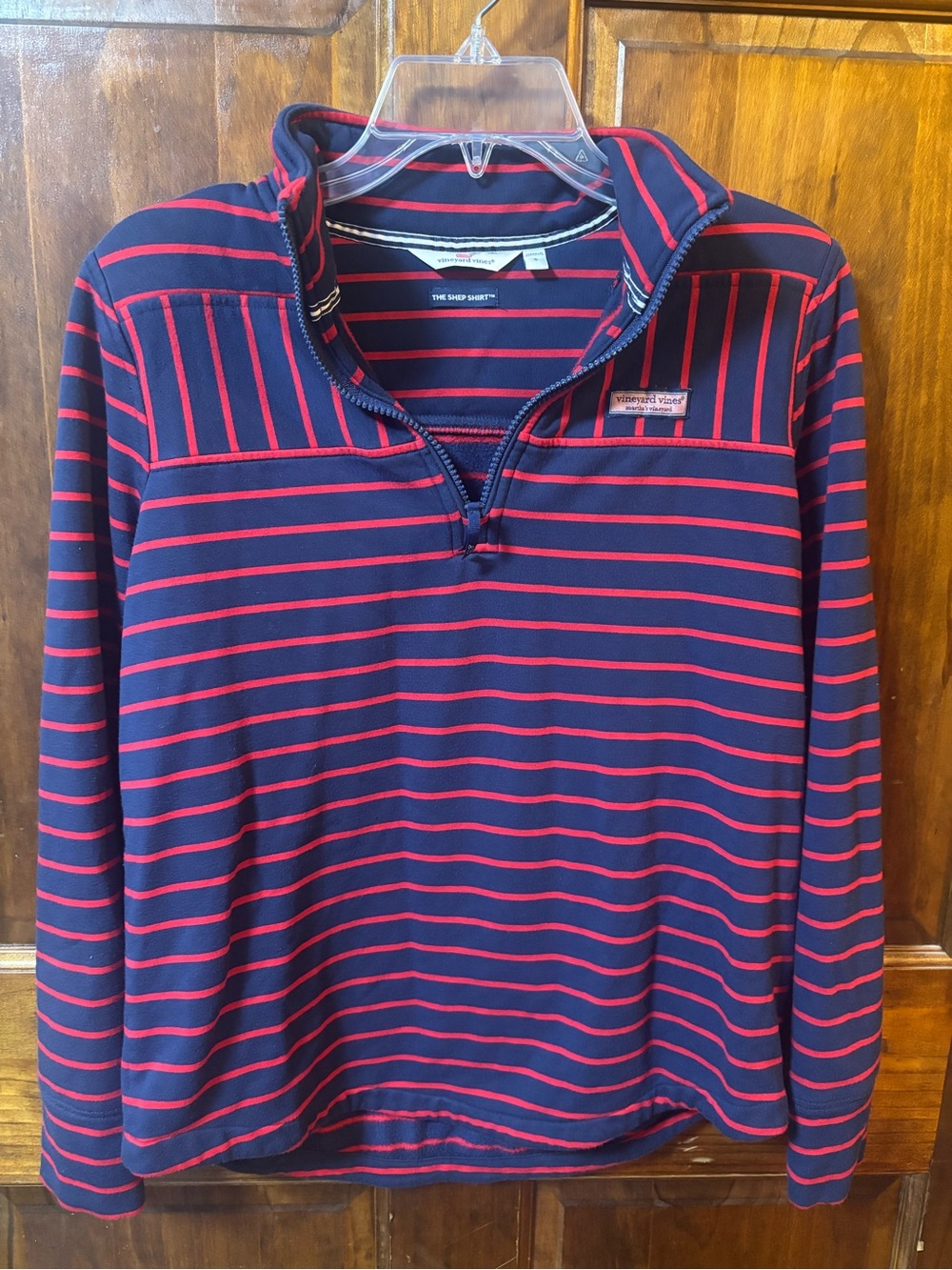 Vineyard Vines Navy & Red Striped 1/4 Zip Pullover